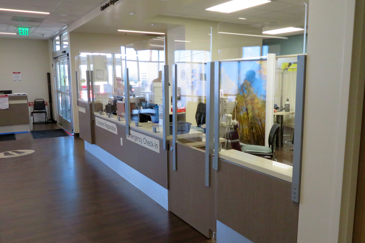 Corona Regional Medical Center new plexiglass in waiting room