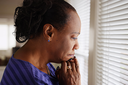 woman with signs of depression